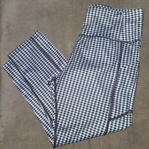 Vogo Athletica Navy White Checkered Capri Length Leggings Sz L